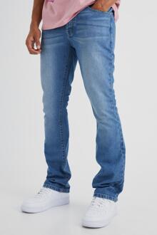 Onbewerkte Flared Slim Fit Jeans, Mid Blue - 30R