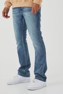 Onbewerkte Flared Slim Fit Jeans, Vintage Blue - 34R