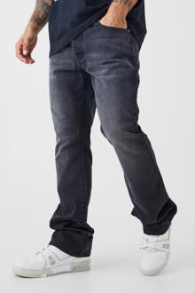 Onbewerkte Flared Slim Fit Jeans, Washed Black - 32R