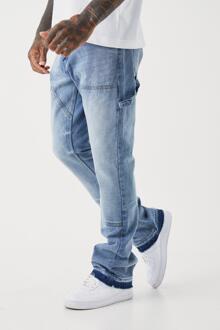 Onbewerkte Flared Slim Fit Utility Jeans, Antique Blue - 28R