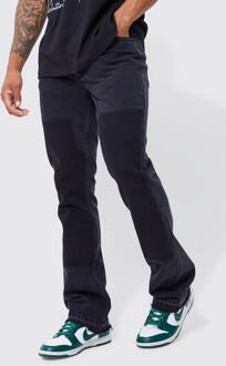 Onbewerkte Flared Slim Fit Utility Jeans, Black - 36R