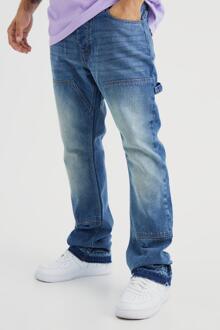 Onbewerkte Flared Slim Fit Utility Jeans, Vintage Blue - 28R