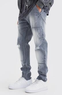 Onbewerkte Gescheurde Slim Fit Jeans, Light Grey - 30R