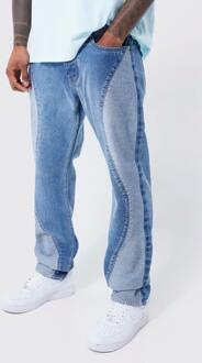 Onbewerkte Gesplitste Jeans Met Rechte Pijpen, Light Blue - 28R