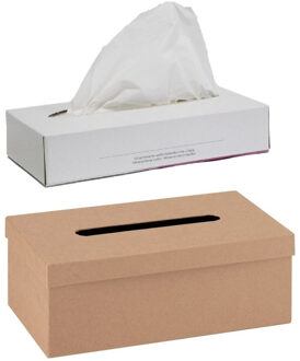 Onbewerkte kartonnen tissuebox - 25 x 14 x 9 cm - gevuld met 100x stuks 2-laags tissue papier