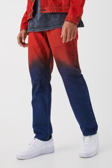 Onbewerkte Ombre Jeans Met Rechte Pijpen, Red - 32R