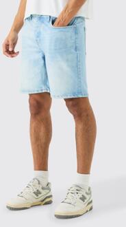 Onbewerkte Slim Fit Denim Shorts In Lichtblauw, Light Blue - 28