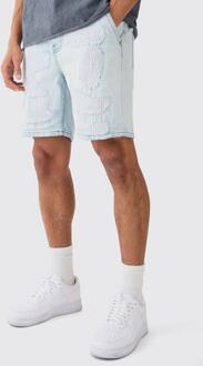 Onbewerkte Slim Fit Denim Shorts In Lichtblauw, Light Blue - 30