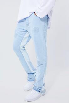 Onbewerkte Versleten Flared Slim Fit Jeans, Ice Blue - 28R
