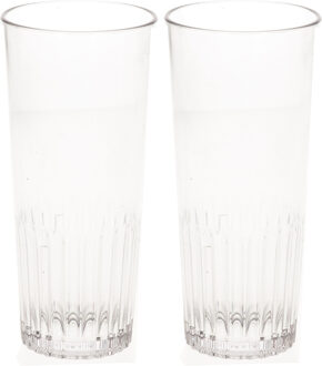 Onbreekbaar bierglas - 2x stuks - ribbel - transparant - kunststof - 30 cl/300 ml