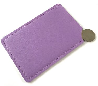 Onbreekbaar Draagbare Reizen Make-Up Spiegel Card Style Pocket Cosmetische Mini Spiegel Pu Leer Rvs Kaart paars