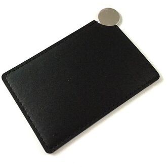 Onbreekbaar Draagbare Reizen Make-Up Spiegel Card Style Pocket Cosmetische Mini Spiegel Pu Leer Rvs Kaart zwart