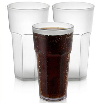 onbreekbaar drinkglas - 24x - kunststof - transparant - 600 ml - drinkglazen - 9 x 16 c