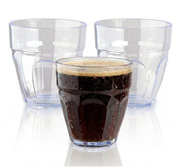 onbreekbaar drinkglas - 6x - kunststof - transparant - 250 ml - drinkglazen - Picardi