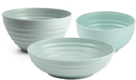 onbreekbaar servies kommetjes - groen - kunststof - 13 x 7 cm - 15 x 8 cm - 19 x 5 cm