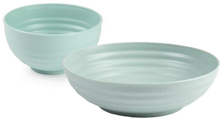 onbreekbaar servies kommetjes - groen - kunststof - 13 x 7 cm en 19 x 5 cm