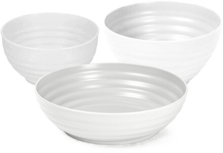 onbreekbaar servies kommetjes - wit - kunststof - 13 x 7 cm - 15 x 8 cm - 19 x 5 cm