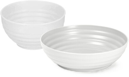 onbreekbaar servies kommetjes - wit - kunststof - 13 x 7 cm en 19 x 5 cm