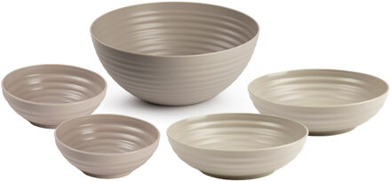 onbreekbaar servies schalen set - beige - kunststof - 3 formaten - 10x stuks