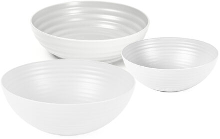 onbreekbaar servies schalen set - wit - kunststof - 3 formaten - 10x stuks