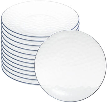Onbreekbare Diner borden - 12x - kunststof - transparant - Dia 25 cm - gehamerde stijl