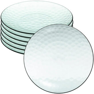 Onbreekbare Diner borden - 6x - kunststof - groen transparant - Dia 25 cm - gehamerde stijl