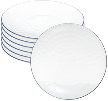 Onbreekbare Diner borden - 6x - kunststof - transparant - Dia 25 cm - gehamerde stijl
