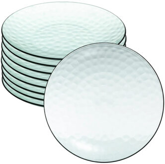 Onbreekbare Diner borden - 8x - kunststof - groen transparant - Dia 25 cm - gehamerde stijl