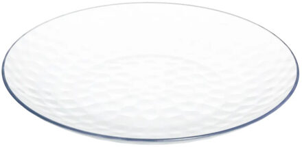 Onbreekbare Diner borden - kunststof - transparant - Dia 25 cm - gehamerde stijl