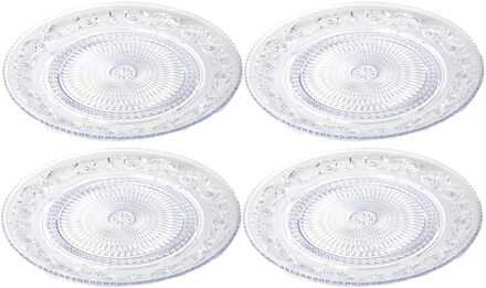 Onbreekbare Dinerborden - 4x - kunststof - kristal stijl - transparant - D25 cm