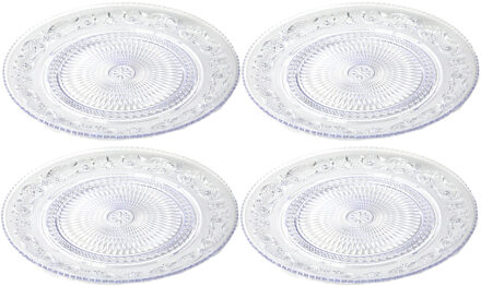 Onbreekbare Dinerborden - 4x - kunststof - kristal stijl - transparant - Dia 31 cm
