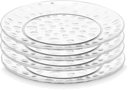 Onbreekbare Dinerborden - 4x - kunststof - transparant - Dia 21 cm - verjaardag/camping