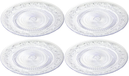 Onbreekbare Dinerborden - 6x - kunststof - kristal stijl - transparant - Dia 31 cm