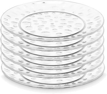 Onbreekbare Dinerborden - 6x - kunststof - transparant - Dia 21 cm - verjaardag/camping