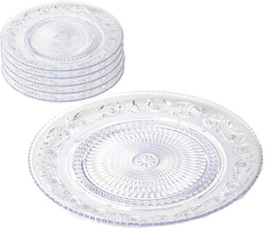 Onbreekbare Dinerborden - 8x - kunststof - kristal stijl - transparant - D25 cm