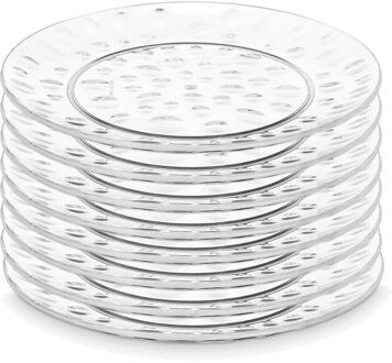 Onbreekbare Dinerborden - 8x - kunststof - transparant - Dia 21 cm - verjaardag/camping