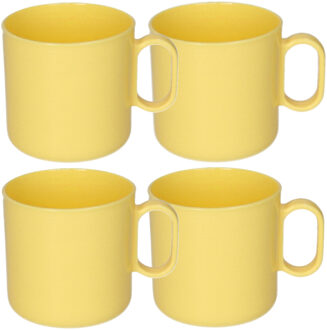 onbreekbare Drinkbekers - 4x - kunststof - 320 ml - geel - kinderen - camping