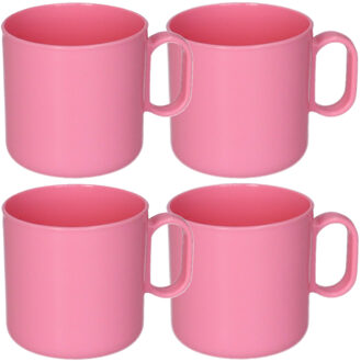 onbreekbare Drinkbekers - 4x - kunststof - 320 ml - roze - kinderen - camping