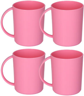 onbreekbare Drinkbekers - 4x - kunststof - 350 ml - roze - kinderen - camping