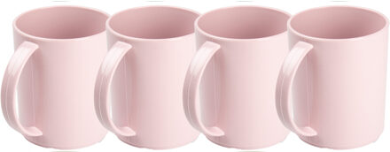 onbreekbare Drinkbekers - 4x - kunststof - 350 ml - roze - kinderen - camping
