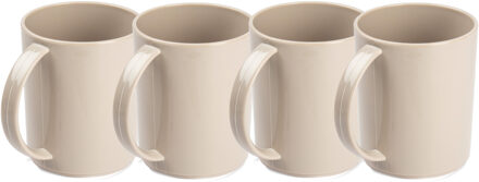 onbreekbare Drinkbekers - 4x - kunststof - 350 ml - taupe - kinderen - camping