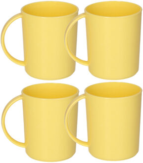 onbreekbare Drinkbekers - 6x - kunststof - 350 ml - geel - kinderen - camping