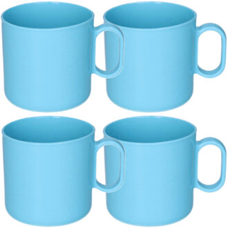 onbreekbare Drinkbekers - 8x - kunststof - 320 ml - blauw - kinderen - camping