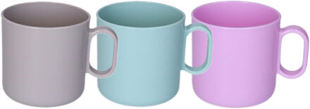 onbreekbare Drinkbekers - kunststof - 320 ml - 6x stuks - kinderen - mix kleuren