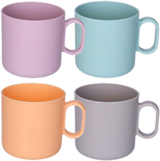 onbreekbare Drinkbekers - kunststof - 320 ml - 8x stuks - kinderen - mix kleuren