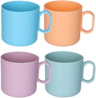 onbreekbare Drinkbekers - kunststof - 320 ml - 8x stuks - kinderen - mix kleuren