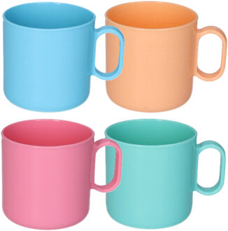 onbreekbare Drinkbekers - kunststof - 320 ml - 8x stuks - kinderen - mix kleuren