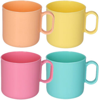 onbreekbare Drinkbekers - kunststof - 320 ml - 8x stuks - kinderen - mix kleuren
