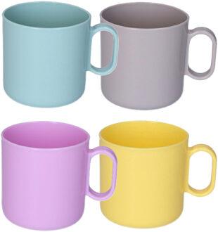 onbreekbare Drinkbekers - kunststof - 320 ml - 8x stuks - kinderen - mix kleuren