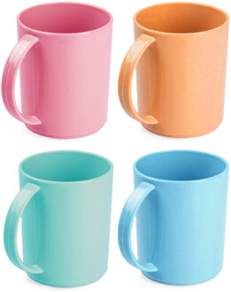 onbreekbare Drinkbekers - kunststof - 350 ml - 8x stuks - kinderen - mix kleuren